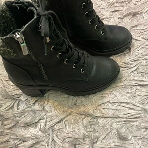 CeliaB Black 2in Heel Combat Boots